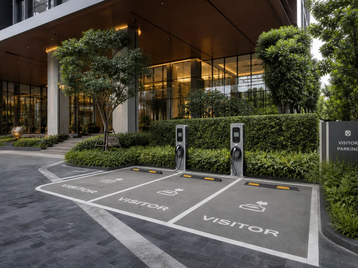 ลานจอดโครงการใหม่พร้อมจุดชาร์จ EV